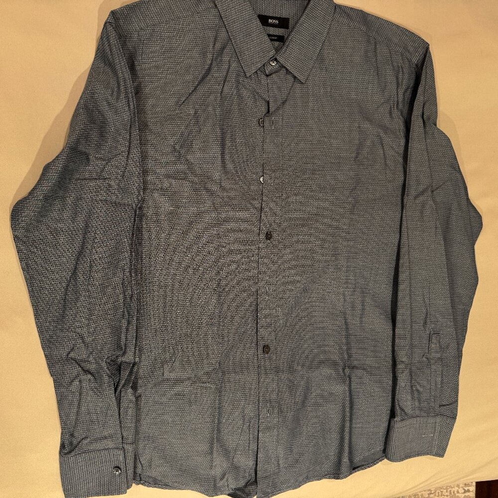 Mens Hugo Boss Blue Birdseye Dress shirt - Picture 5 of 6